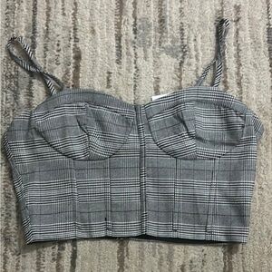 Gray Plaid Women's Crop Top